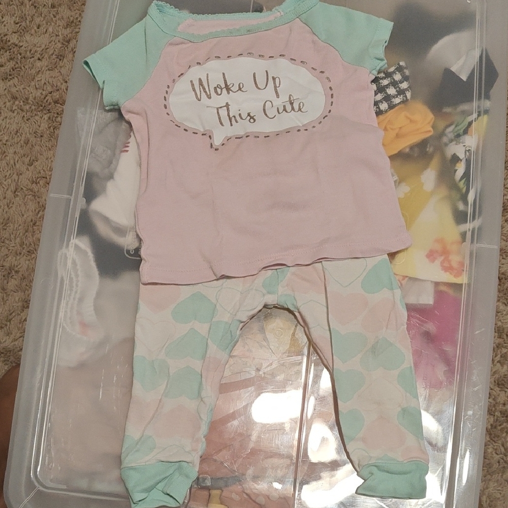 Wonder Nation Kids Pajama Set - Pink and Mint